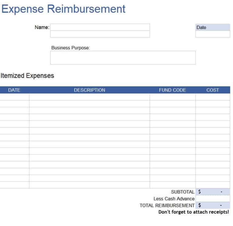 11+ Editable Expense Reimbursement Form Templates [Excel & Word] - Word ...