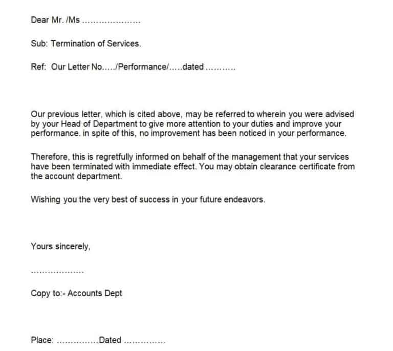 17 best termination letter templates formats word excel fomats