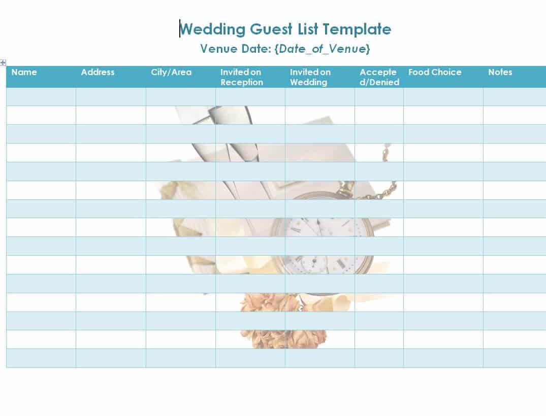 Top 14 Wedding Guest List Templates [WORD, EXCEL &amp; PDF] - Word Excel Fomats