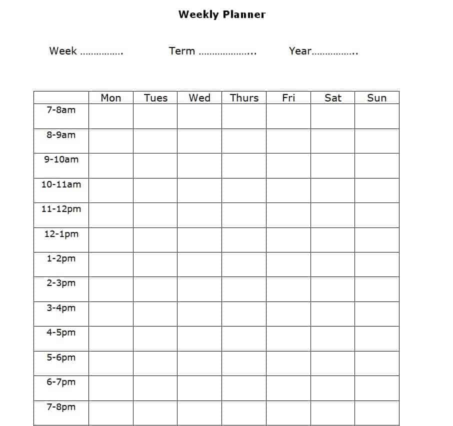 15 BEST Weekly Planner Templates [WORD, EXCEL, PDF] - Word Excel Fomats