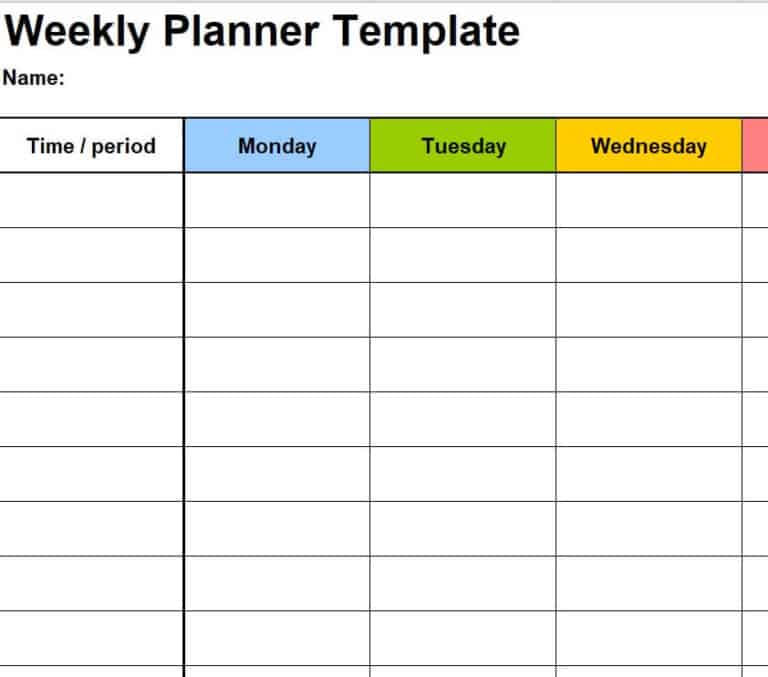 15 BEST Weekly Planner Templates [WORD, EXCEL, PDF] - Word Excel Fomats