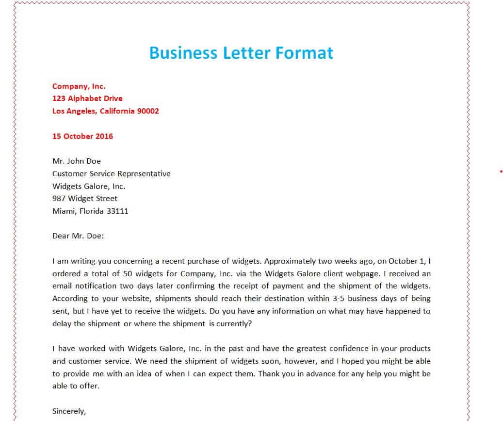 business letter sample 8554308