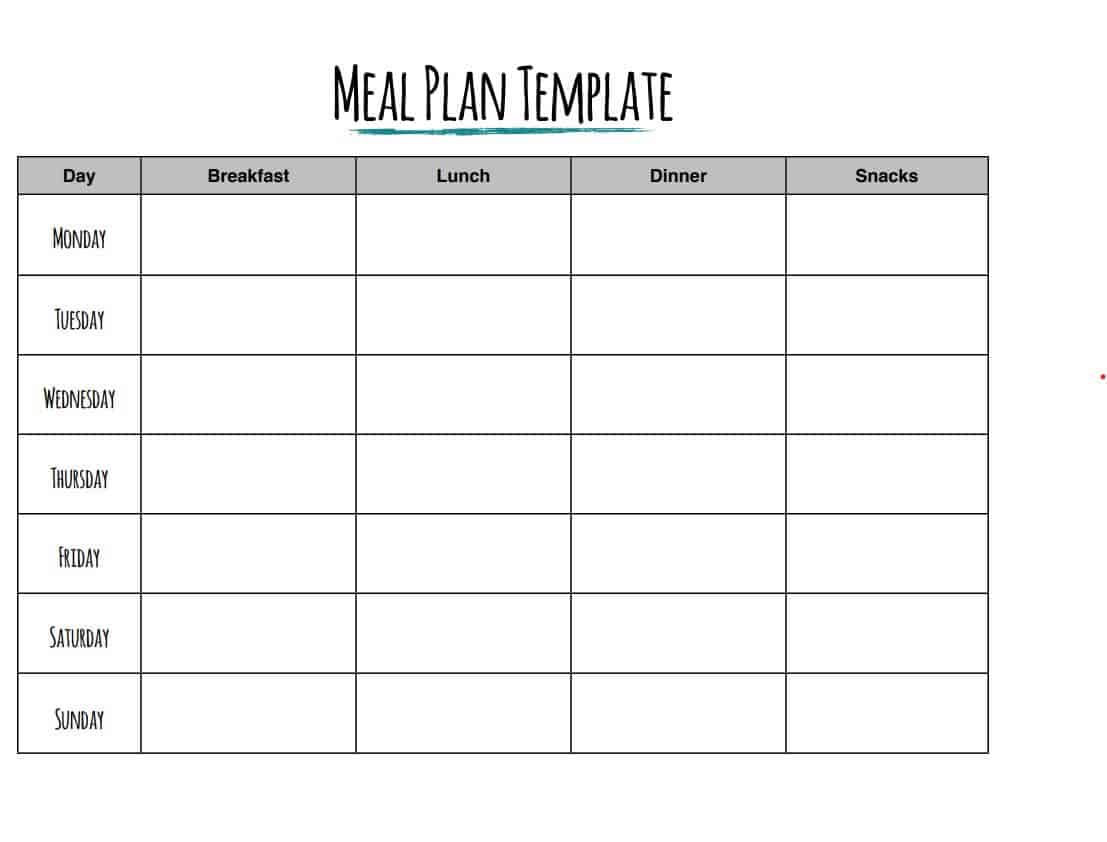 meal plan sample-477256321 – Find Word Templates