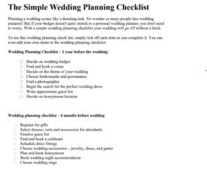21+ FREE Wedding Checklist Templates [WORD &amp; PDF] - Word Excel Fomats